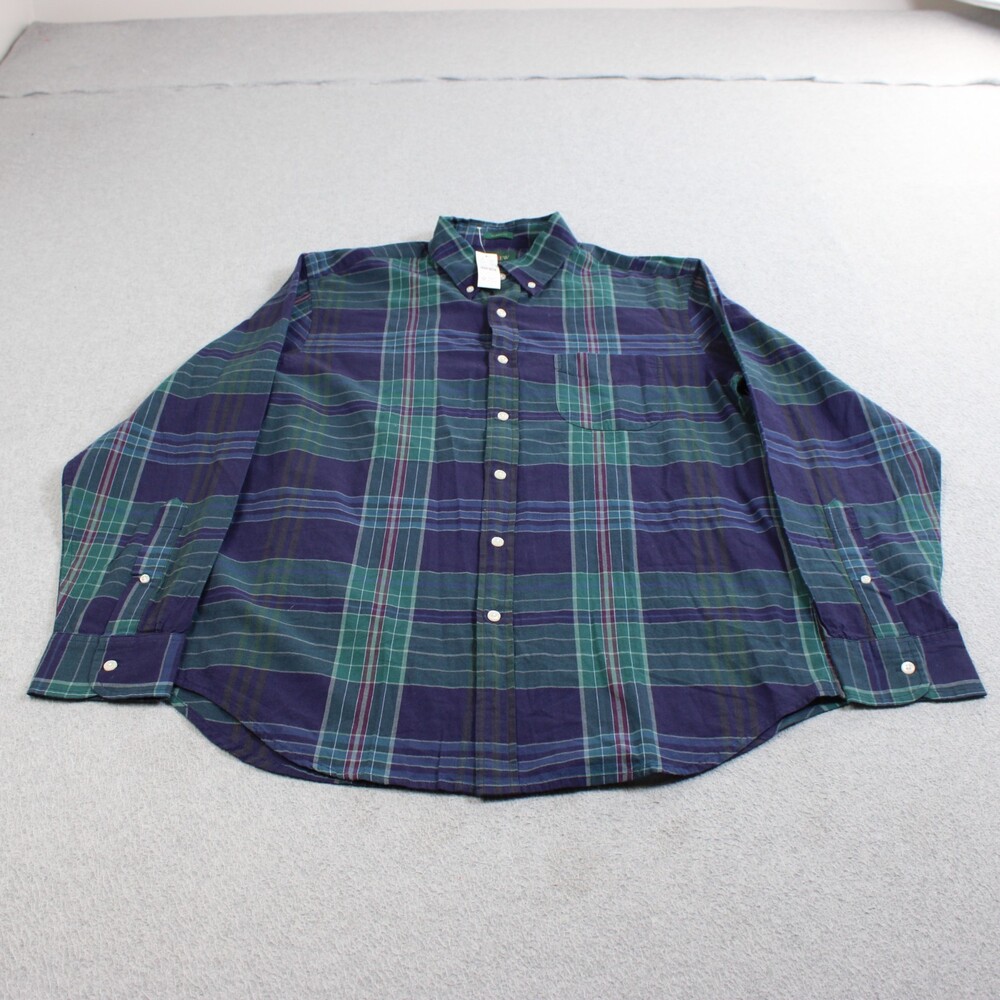J Crew Oarsman Shirt Men Medium Blue Button Long Sleeve Cotton Academia Heritage